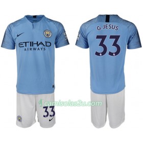 Camisolas de Futebol Manchester City G.JESUS 33 Criança Equipamento Principal 2018/19 Manga Curta